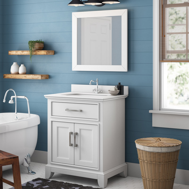 Valour 30" Single Bathroom Vanity Set with Mirror, White