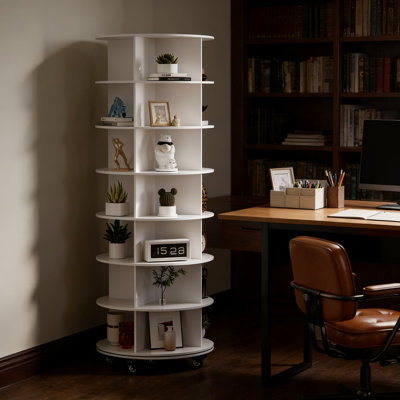 7-Tier Rotating Shoe Rack With Wheels, 360-Degree Spinning Organizer Tower With Thick Bottom, Space-Saving Revolving Storage Shelf For Shoes And Accessories