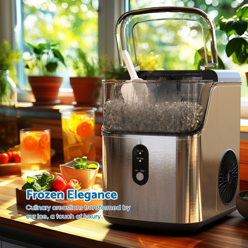 Nugget Countertop Ice Maker, 33Lbs/24H Pebble Ice Machine with Soft Chewable Ice