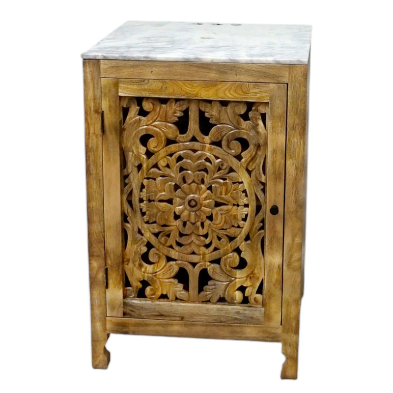 Hand-crafted Natural Wood Carved 24" Vanity