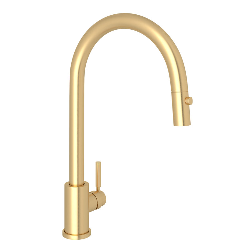 Holborn Pull-Down Kitchen Faucet With C-Spout, Satin English Gold
