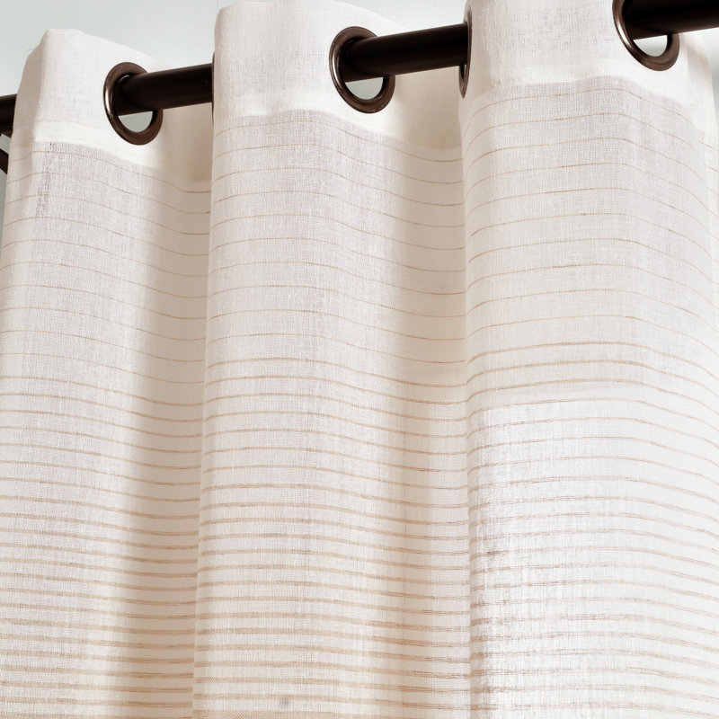 Ombre Stripe Sheer Sheer Curtain Pair, Beige