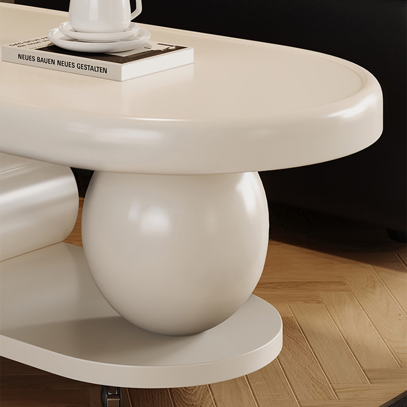 Table basse mobile de style crème, Crème, H 18,5 po x L 39,4 po x l 19,7 po, Blanc