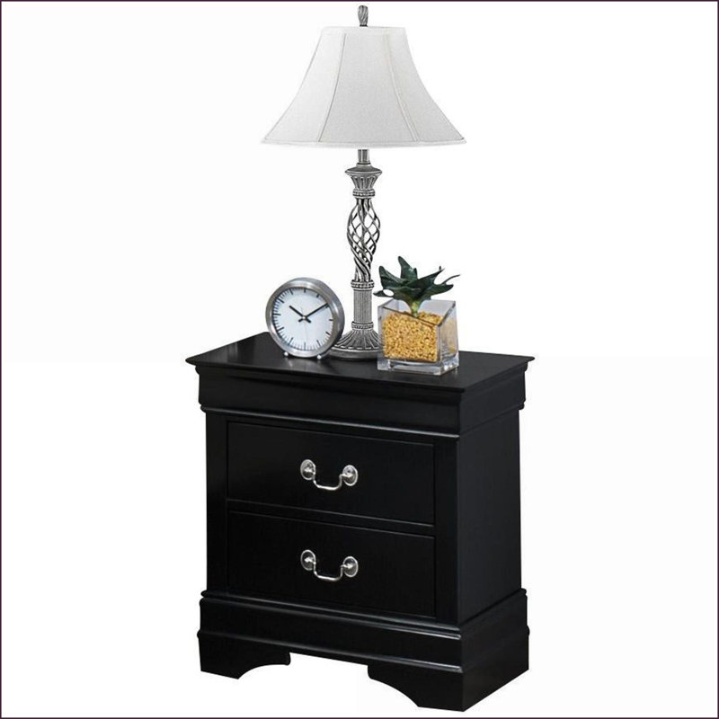Table de chevet contemporaine à 2 tiroirs en bois massif Louis Philip - Rangement pour chambre à coucher