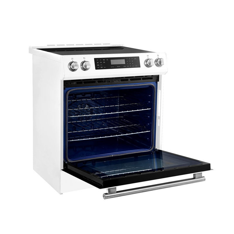 Espresso Donatello 30" Induction Range Slide-in, 4 Elements, 5.0 cu. ft. True Convection Oven, White