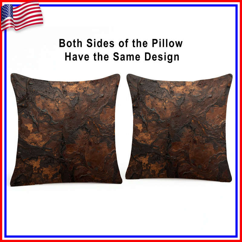 Textured Copper Surface Double Sided Throw Pillows, 14 x 14 inches