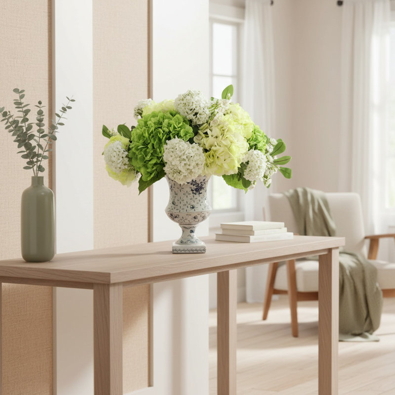 Mixed Hydrangeas In Decorative Vase
