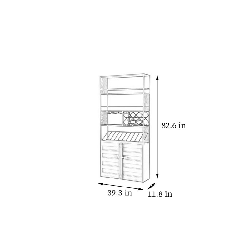 Refroidisseur à vin multi-niveaux en fer, Noir, noir, noir, noir, H 82,6 po x l 39,3 po x P 11,8 po