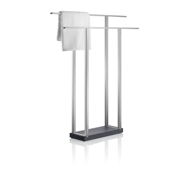 Polished Stainless Steel Freestanding Double Towel Rack