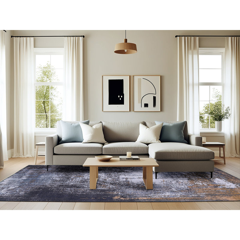 Tapis abstrait gris / brun Brightmont, Rectangle 6 pi x 9 pi