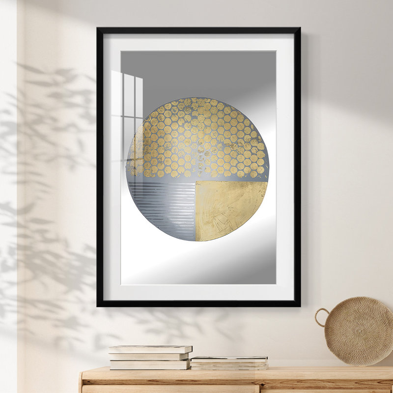 Printed Gold Orbit II -Framed Print, Black