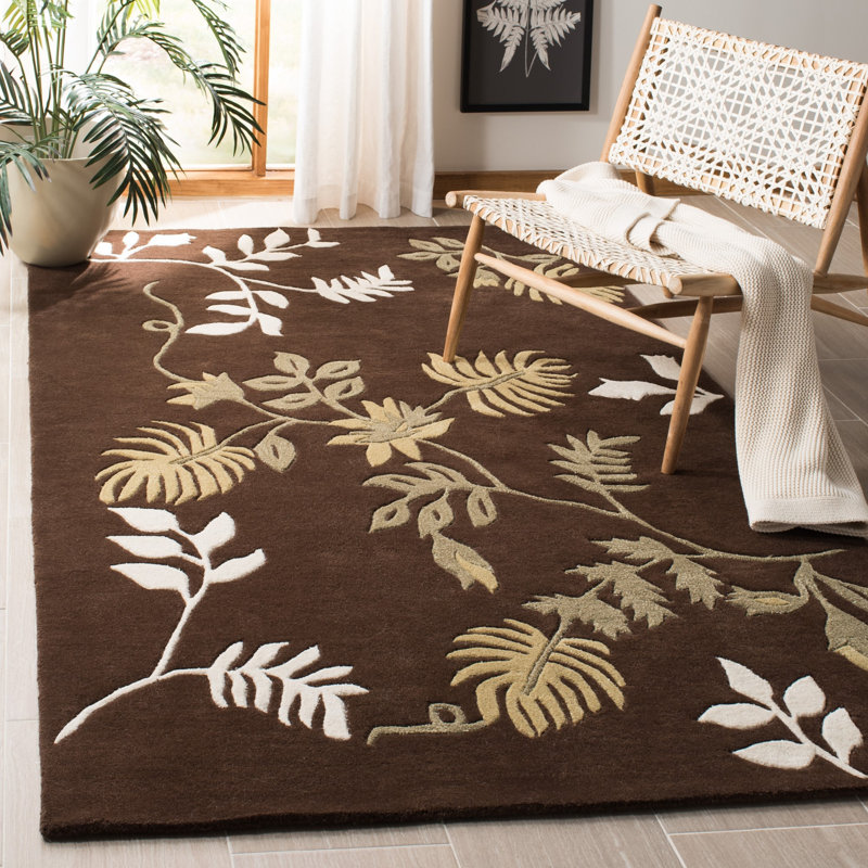 Candelo Soho Hand Tufted Wool And Viscose Floral Rug, Rectangle 5' x 8'