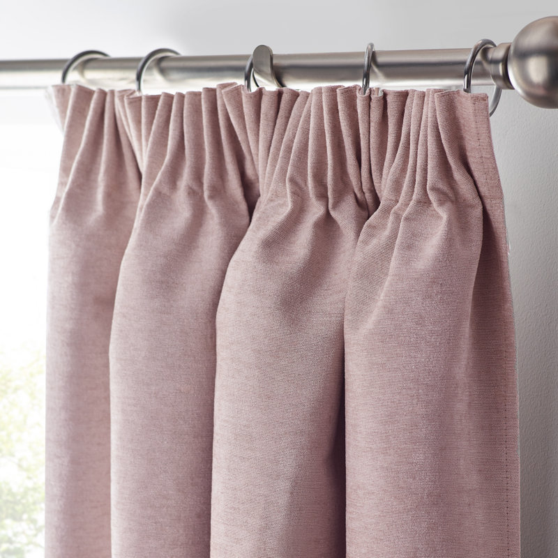 Eilfried Chenille Pencil Pleat Taped Top Curtains, Pink, 229cm Width x 229cm Drop