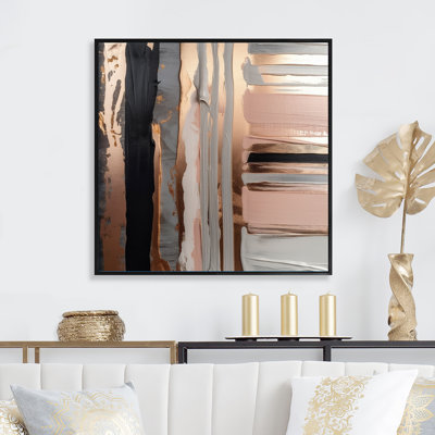 Rosegold And Pink Forms In Contemporary I - Abstract Wall Art