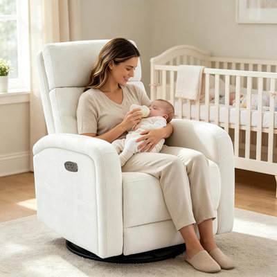 Fauteuil inclinable, oscillant et oscillant de 33 po, avec accoudoirs plus larges et doubles poches en chenille