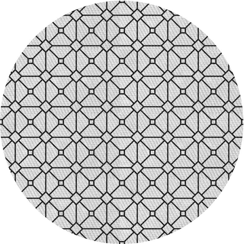 Tapis gris/noir tissé à la machine, Rond 5 pi