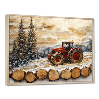 «Large Tractor In A Winter Farm Landscape», art mural sur toile