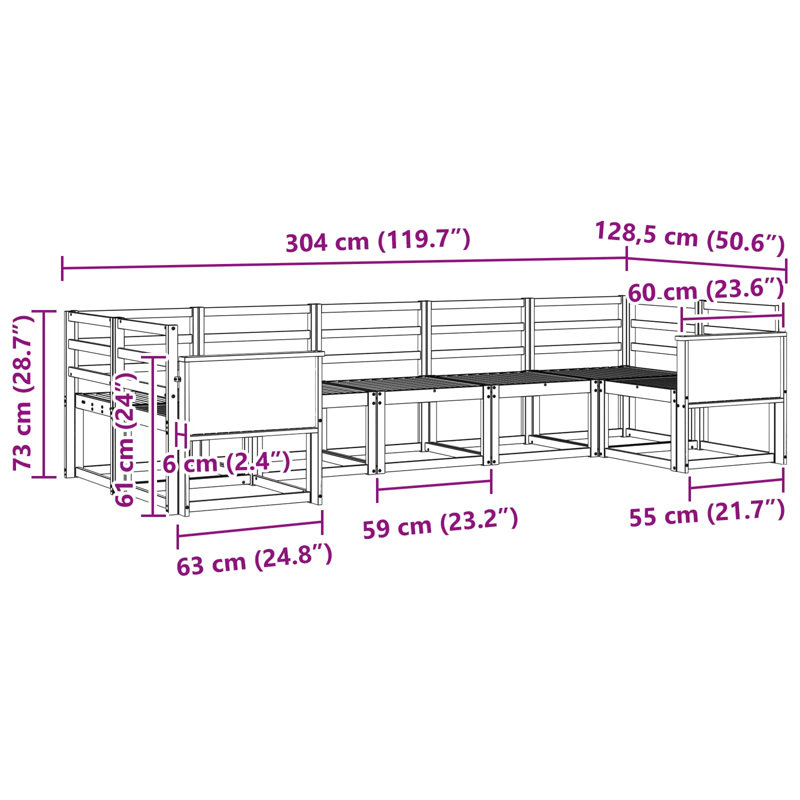 304cm Wide Patio Sectional, Natural/Black