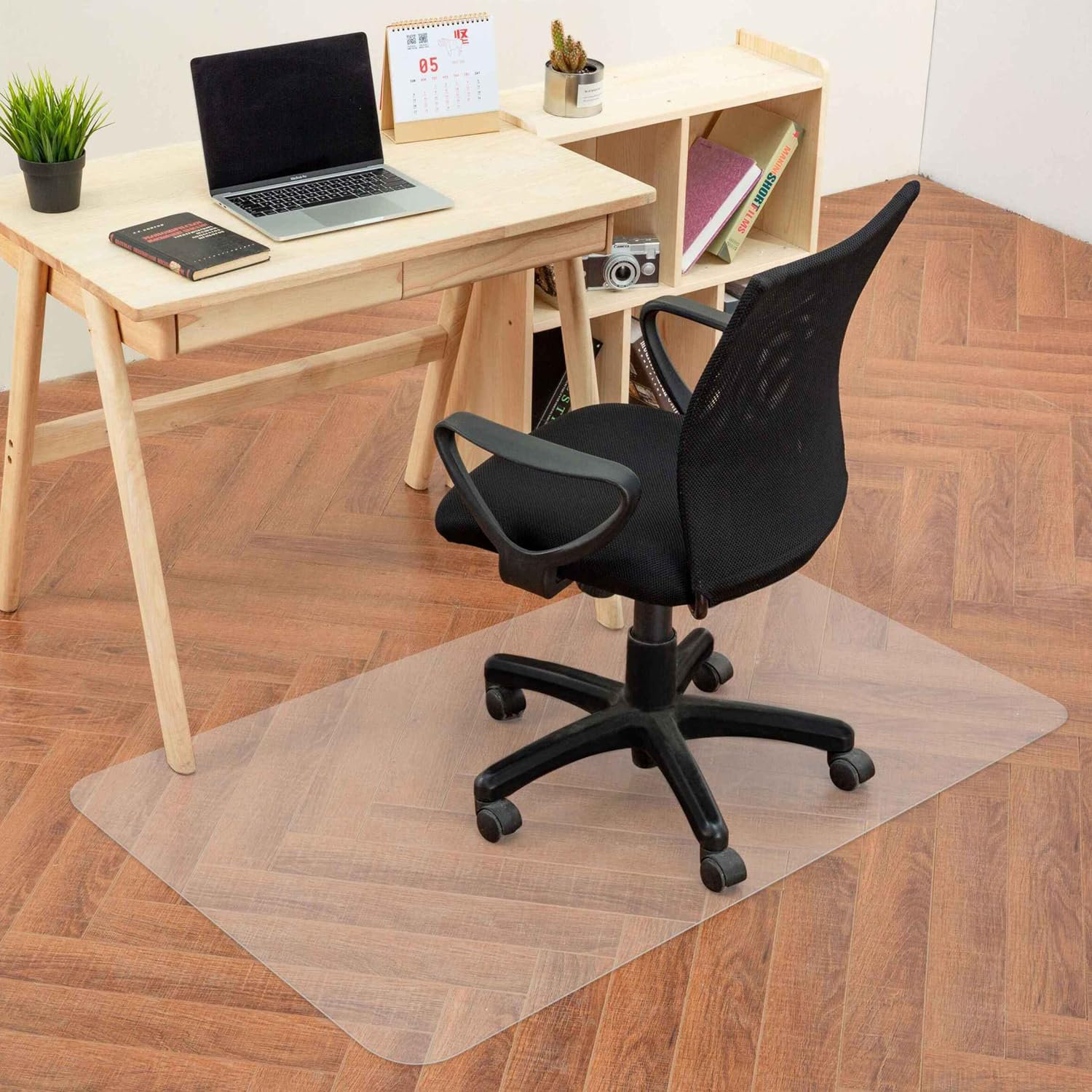 Rose Home Fashion 36 x 46 Tempered Glass Chair Mat for Carpet Hardwood  Tile Floor Easy Slide with 4 Anti-Slip Pads