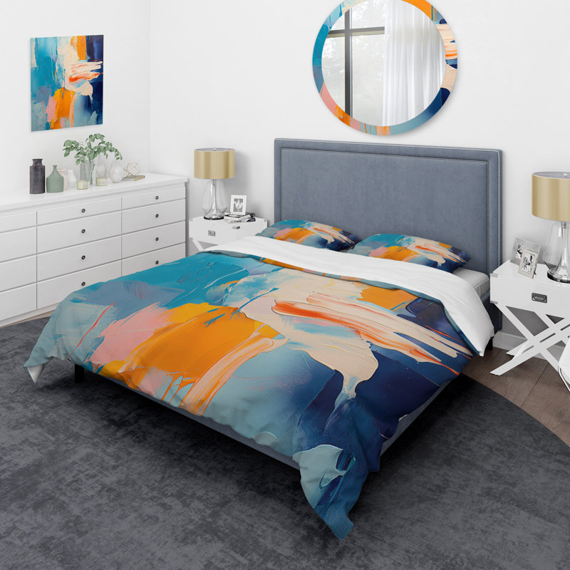 «Blue and Yellow Vivid Abstract Whispers Art», ensemble de housse de couette abstraite
