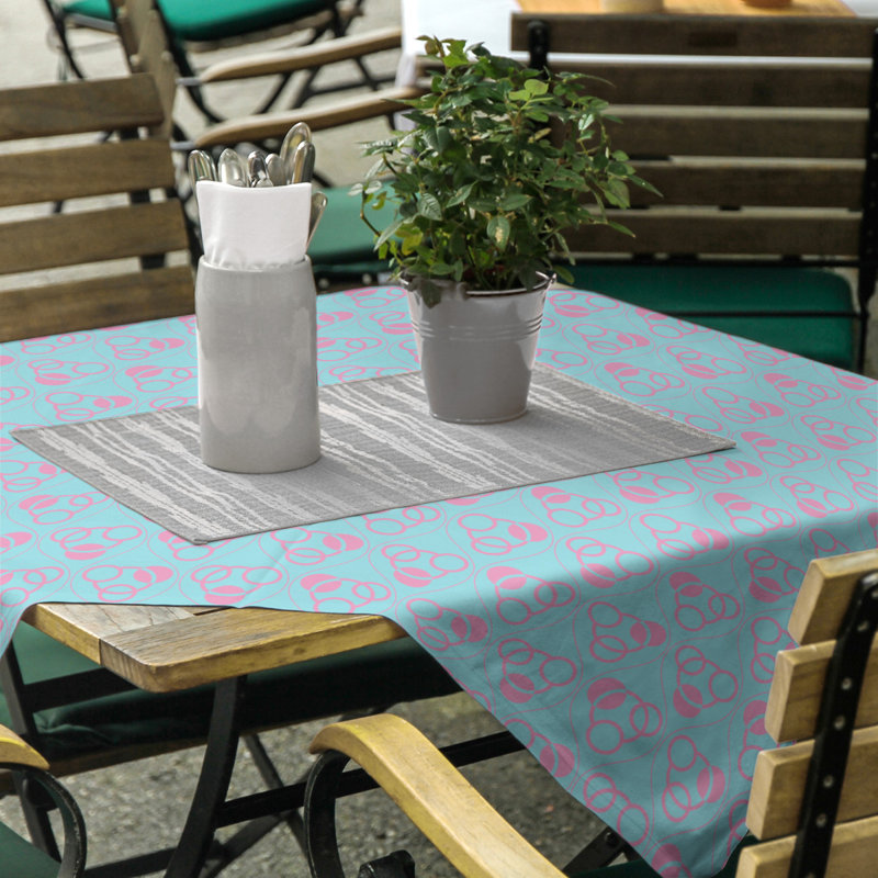 Nappe classiques des cercles et des vagues, Bleu sarcelle / rose