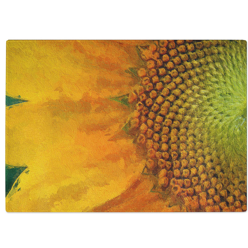 Tempered Glass Petals of the Sunflower Chopping Board, 39 cm W x 28.5 cm L