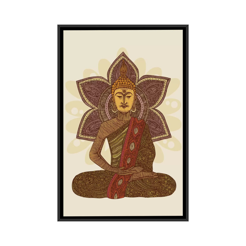 « assis bouddha », impression sur toile tendue, Cadre noir, H 48 po x l 32 po x P 1,5 po