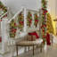 Guirlande lumineuse artificielle de Noël en forme de larme de 60 cm avec nœud à carreaux, baies rouges et décorations de Noël, à suspendre au mur ou à la porte.