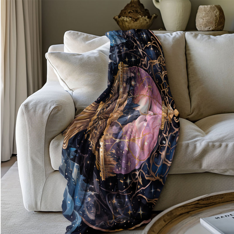 Magical Golden Trinkets - 1 Pièce Sherpa Premium - Luxueux Art Print Design, Lit simple