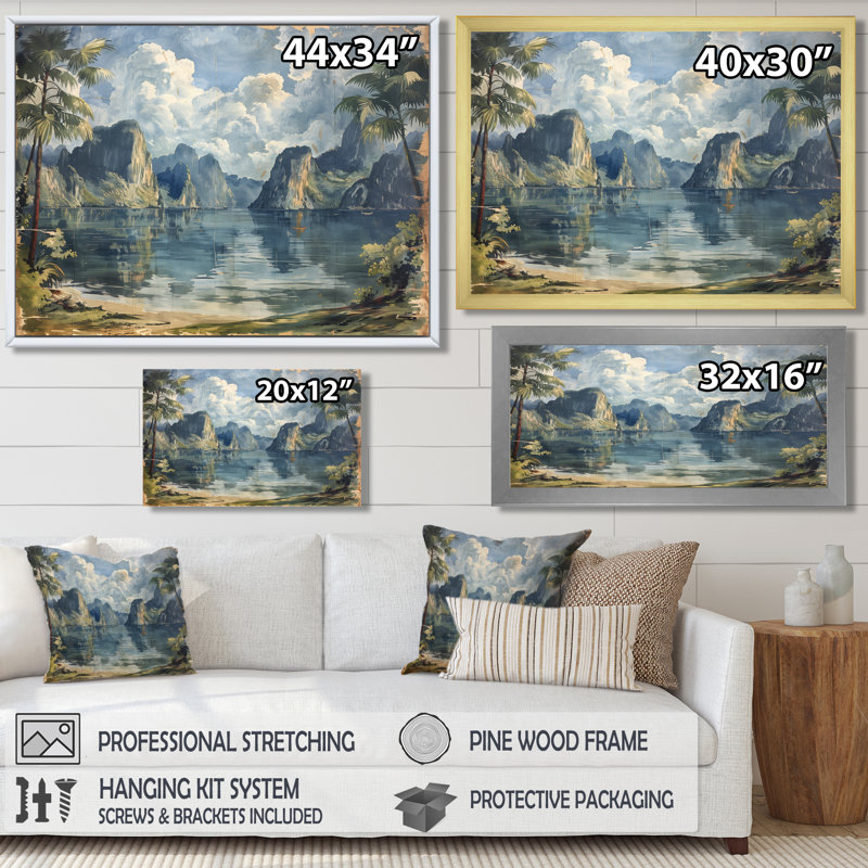 Beauté vietnamienne côtière de la baie d'Ha Long II - Vietnam, décoration murale, Toile encadrée noire simple