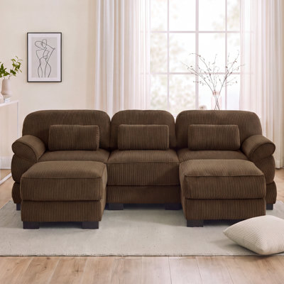 Barrett 5 - Piece Corduroy Modular Sectional with Pillow Back and Removable Ottomans