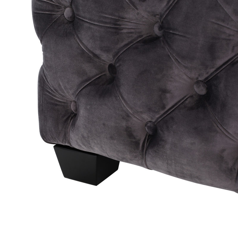 Velours de style moderne avec élément capitonné, l 29,41 po x P 18,69 po, largeur, profondeur, hauteur