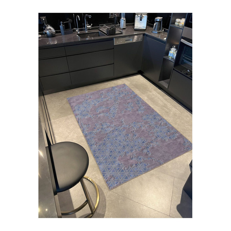 Machine Washable Patterned Blue Decorative Area Rug, Runner 2'6" x 9'10" Rug Pad Included