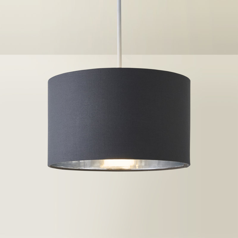 Danelis Linen Blend Drum Lamp Shade ( Slip-On ) in Grey, 15" H x 25" W x 25" D
