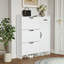Range-chaussures blanc avec 4 portes et 1 tiroir, grand espace de rangement