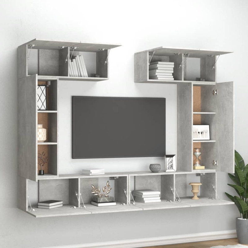 Eaubonne TV Stand, 80cm W x 30cm D x 30cm H, Grey, 4 cabinet