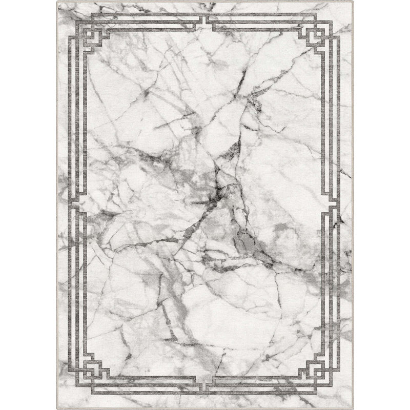 Tapis gris à motif abstrait Mercer41 Gerde, Rectangle 5 pi 3 po x 7 pi 3 po