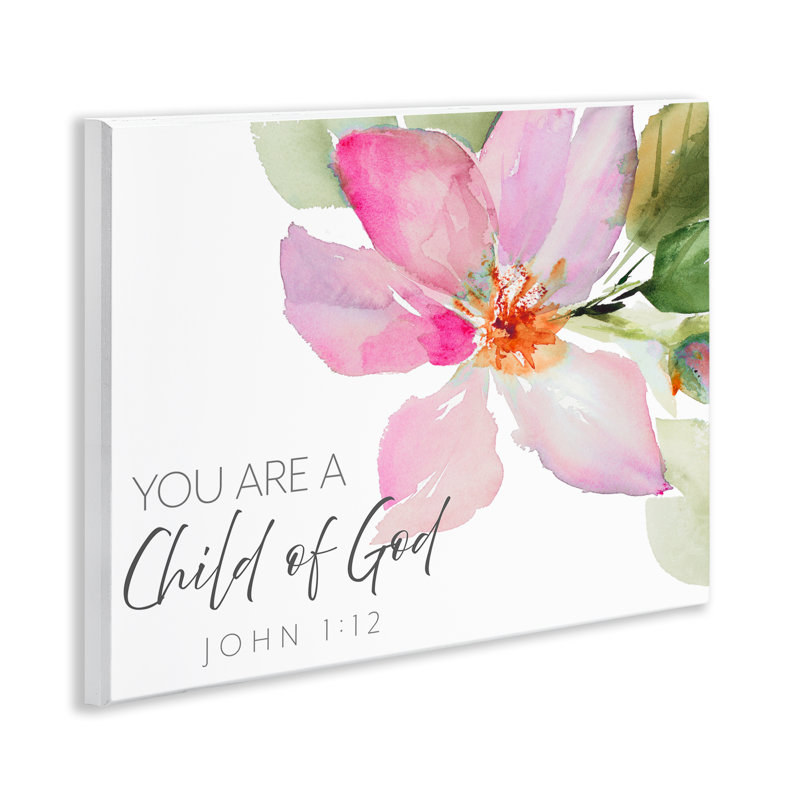 «Child of God», plaque murale fleur rose, design par Lanie Loreth