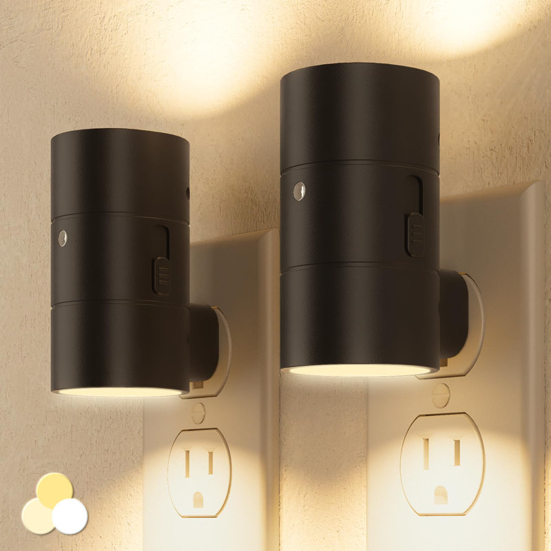 Dimmable Night Light Plugs Into Wall 0-100LM With 3 Light Modes, Dusk To Dawn Sensor, 2 Pack, Black