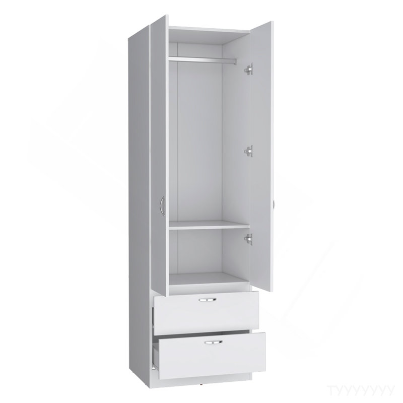 Armoire Marlton, chambre à coucher, blanc, Blanc