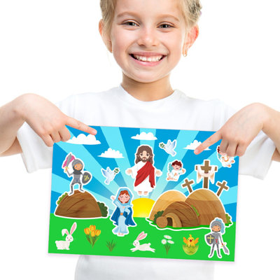 Ensemble d'autocollants de Pâques 12 autocollants 12 cartes de scène