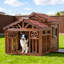 Niche pour chien d'extérieur en bois massif avec cage de patio-713221845