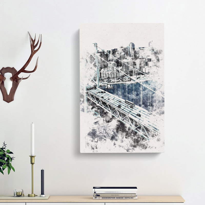 San Francisco Oakland Bay Bridge Abstract - Wrapped Canvas, 50cm H x 35cm W x 3cm D
