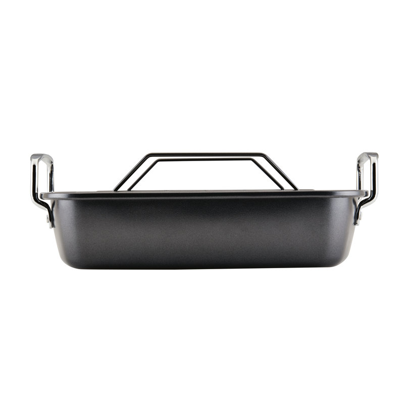 Circulon Ultra-Lasting Nonstick Roaster / Roasting Pan With Easy Serve Rack, 17 Inch X 13 Inch, Black