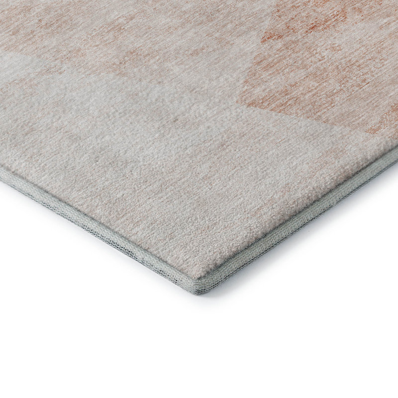 Premium Machine Washable Prisco Salmon Rug, Rectangle 9' x 12'