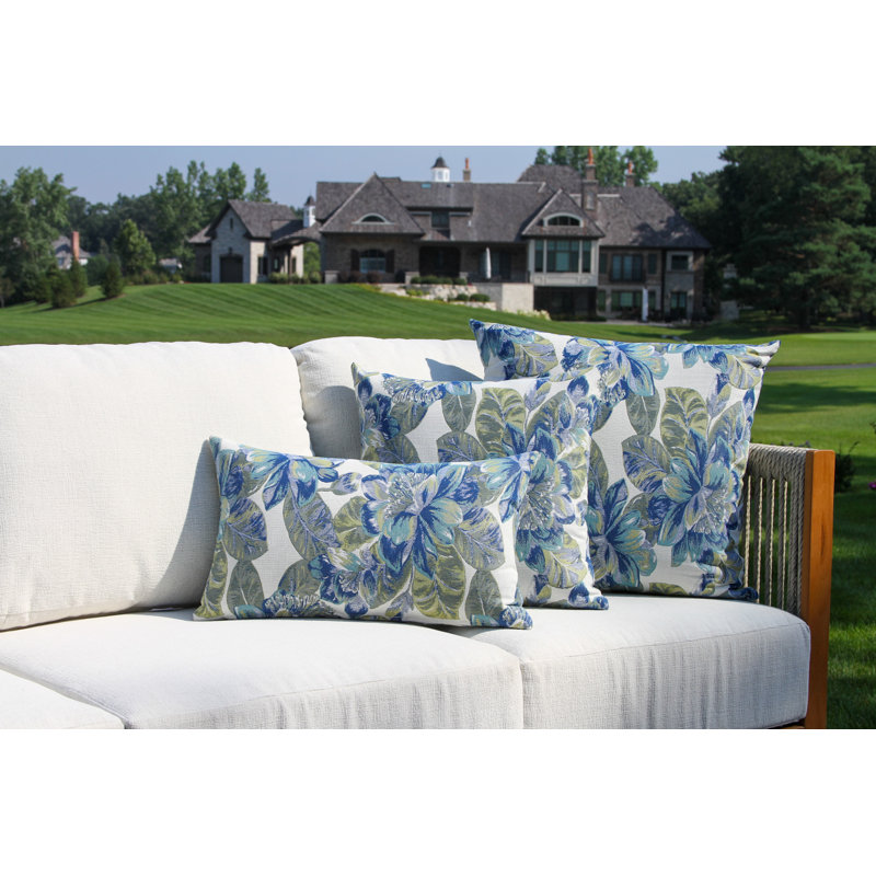 Coussin lombaire bleu floral 12 x 20, paquet de 2, Bleu / vert / blanc floral, Rectangle H 12 po x l 20 po