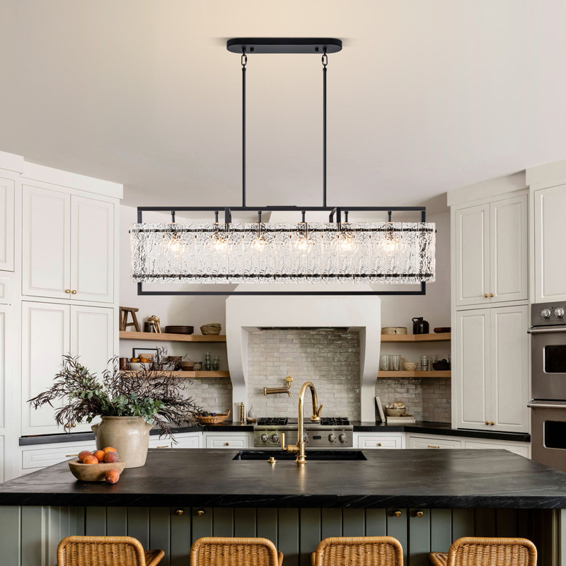 Lustre rectangulaire 6 lumières pour îlot de cuisine à intensité variable