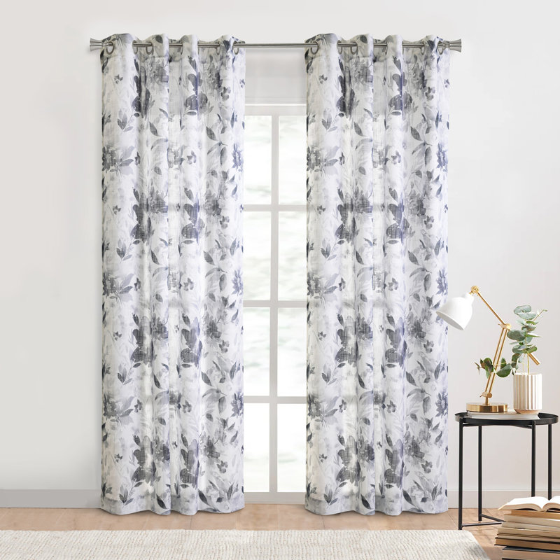 Nora Sheer Grommet Curtain Panel 52 x 84 in Steel Blue