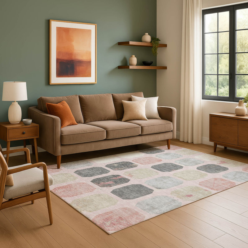 Premium Machine Washable Ralston AMF1950 Geometric Rug, Rectangle 10' x 14'