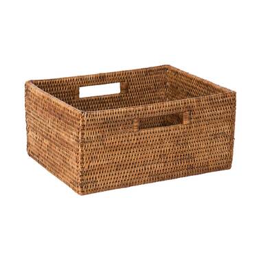 Baum Faux Wicker Woodstrip Edge 3 Piece Plastic Basket Set